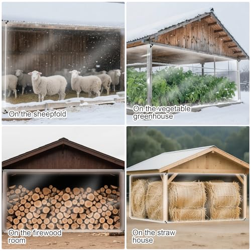 10x20ft 16Mil Chicken Coop Cover for Winter,Thickened Waterproof Clear Tarp | Heavy Duty Waterproof Clear Tarp for Chicken Run Insulation,Chicken Coop Winterizing Vinyl Cover,with Elastic Cords&Rope - size: 10x20ft