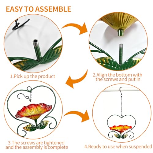 Hanging Bird Bath Hanging Bird-Feeder,Outdoor Metal Bird Feeder,Bird Bath with Chains, Hanging Bird Feeders for Outdoors,Hanging Bird Water & Feeder Bowl,Bird Water Bowl for Garden Yard Decor