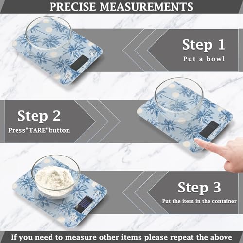 Food Scale Kitchen Scale Food Weight Scales Digital Weight Grams and Ounces Small Electronic Food Scale for Baking Cooking Light Blue Palm Trees and Sun - color: Light Blue Palm Trees and Sun