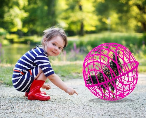 15.7" Ball-Shaped Movable Chicken Coop,Pigeon Rabbit Duck Safe Walking Net,Preventing Trampled by Horse,Predation by Eagles,Dog Bites.Pet Removable Prevent Harassment Safety Hutch - color: Rose