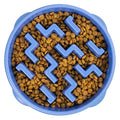 Outward Hound Fun Feeder Slo Bowl – Large 4‑Cup Capacity, Slow Feeding, Medium to Large Dogs, Non‑Slip, Blue, Notch Pattern - color: Blue, size: Large