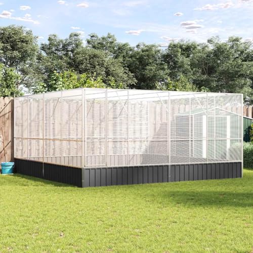 Galvanized Steel Aviary for Birds, Large Parrot Cage with Lockable Door, 164.6x163x83.5 Inch Outdoor Bird Enclosure for Budgies, Rabbits, Ducks, Chickens