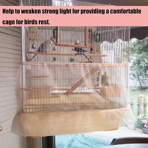 Bird Cage Seed Catcher, Large Bird Cage Cover, 75-118'' Universal Adjustable Birdcage Cover Skirt Soft Airy Nylon Mesh Net for Parakeet Macaw African Round Square Cage, White - color: White
