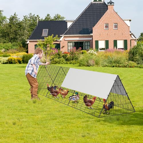 Large Metal Chicken Tunnel, Portable Chicken Run Coop with Waterproof & Anti-UV Cover, Outdoor Predator Protection Poultry House for Yard Backyard Farm, Hens Ducks Rabbits - size: 40.2"L x 29.1"W x 1.4"H
