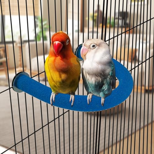Rypet U-Shaped Parrot Perch, Quartz Bird Perch for Cage(Blue S) | Safe Chew & Rest Perch for Large Birds, Durable Non-Toxic Cage Accessory, for Parakeets Cockatiels Conures Macaws - color: Blue, size: Small