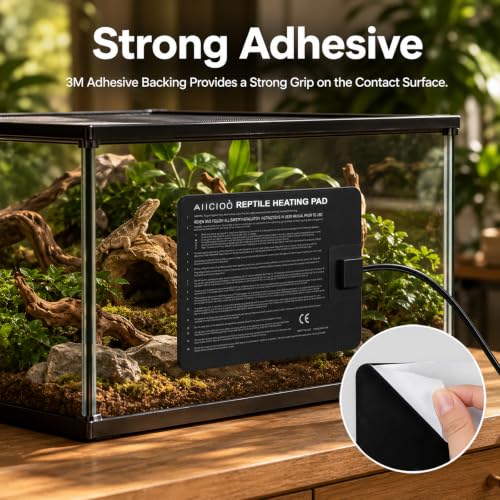 Aiicioo Under Tank Heater Thermostat - Reptile Heating Pad with Temperature Control Reptile Heat Mat for Combo Set for Hermit Crab Lizard Terrarium 8W - size: 6" X 8"(8W) with Thermostat