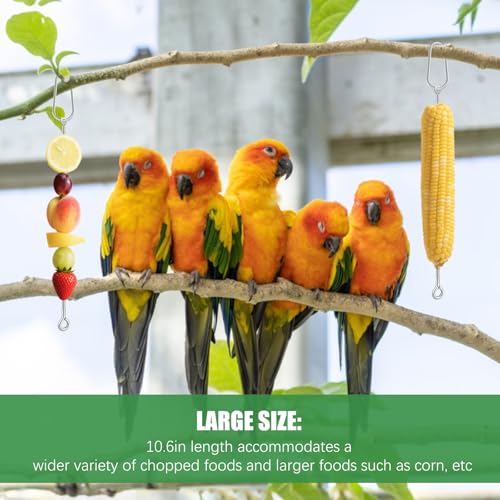 3 Pcs Fruit Vegetable Bird Cage Feeder, Toys for Parakeets, Cockatiels, Conures and Small Animals, Bird Cage Accessories with Stainless Steel