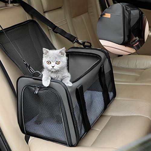 Cat Carrier - Portable Foldable Dog Pet Carrier, Soft-Sided Pet Bag up to 22 Lbs, Airline Approved Travel Puppy Carrier - color: Brown, size: 19.7"L x 12"W x 12"H