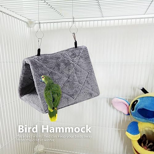 Warm Bird Nest House, Bed for Cage Accessories, Parakeet Toy Hammock | Plush Parrot Hanging Hut Tent for Conure Cockatiel Lovebird Cockatoo (M, 9.4*5.9*7.08in)