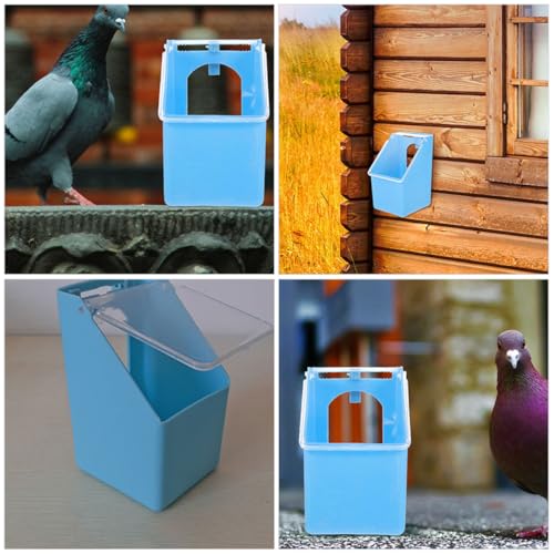 BESTonZON 2pcs Hanging Pigeon Feeder with Lid, Small Plastic Feeding Bowl and Water Container for Bird Cages, Multifunctional Poultry Feeder for Pet Birds and Pigeons