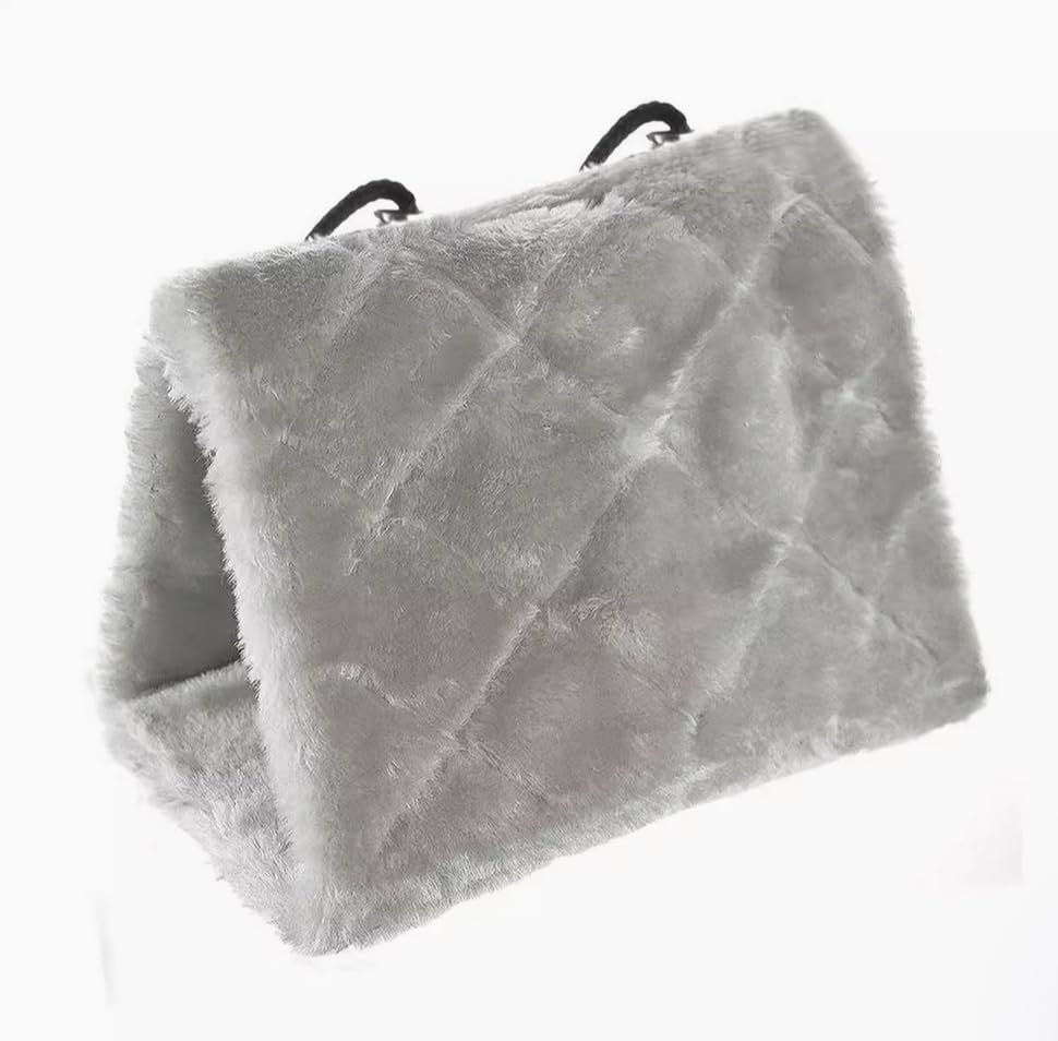2 Pack Warm Bird Nest House Plush Birds Hut Bed Hanging Hammock Sleeping Bed Plush Hanging Snuggle Cave for Pet Parrot Parakeet Cockatiel Conure Cockatoo African Grey Macaw (Brown&Grey) - color: Brown and Grey