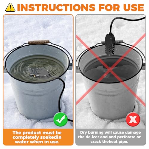 Chicken Waterer Heater, 250W Submersible Poultry Waterer Heater Bird Bath Heater, Thermostatic Control Chicken Waterer Deicer Ice Melter for Bird Duck Goose Cow to Drink Warm Water