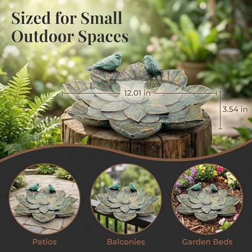 Bird Feeder and Outdoor Bird Bath Bowl, Antique Garden Resin Birdbath Bowl with Vintage Flower Design for Outside Yard or Table Decor - color: Bird Feeder