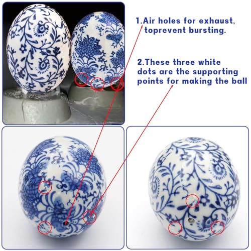 6pc Ceramic Easter Egg Ornaments, Chinoiserie Easter Decor Elegant Touch to Home/Office Spaces,Ideal Gift for Christmas, Halloween, Mother's Day, Easter or Housewarming(B) - size: B