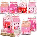 Zhanmai 48 Pcs Valentine's Day Treat Boxes Candy Mini Red Pink Heart House Favor Box Valentine's Day Party Paperboard Gift Boxes for Holiday Party Treat Cookie Goodie Snack Gift Packaging - style: Valentine Day