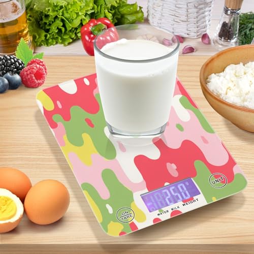 Food Scale Kitchen Scale Food Weight Scales Digital Weight Grams and Ounces Small Electronic Food Scale for Baking Cooking Colorful Drips - color: Colorful Drips