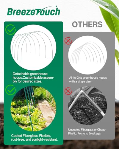 25 PCS Rust-Free Garden Hoops for Raised Beds With Garden Netting Clips | PVC-Coated Greenhouse Hoops, Garden Tunnel Hoops Kit, Plant Support for Row Cover, Netting, Shade Netting, Frost Protection - size: 25PCS