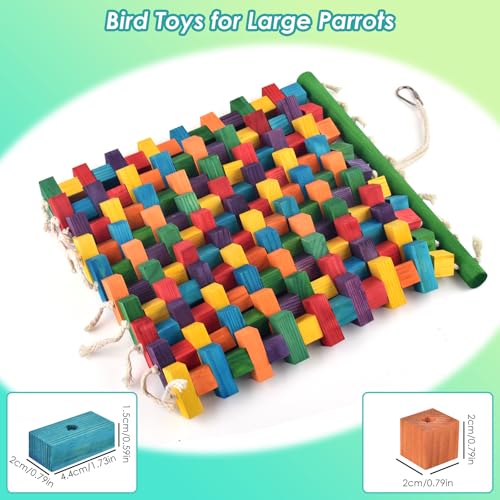 DBNESS Large Bird Toy, 20in Parrot Toys for Cage, Multicolored Natural Chew Wooden Blocks for Medium to Large Macaws, Amazon, African Grey, Cockatoos