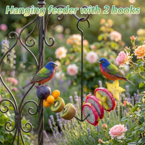 1 Pcs Dual Prong Hanging Bird Feeder, Oriole Feeders for Outdoors Hanging | Fruit Jelly Bird Feeder for Outdoors with Hook, Steel Powder Coated Weather Resistant for Garden Patio