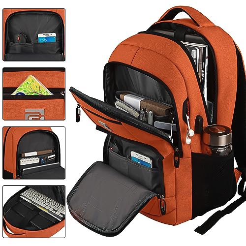 Laptop Backpack,Business Travel Anti Theft Slim College Backpack | Water Resistant Durable Computer Bag Gift for Women & Men Fits 15.6 Inch Laptop and Notebook - Orange - color: Orange, size: 15.6 Inch, style: Laptop