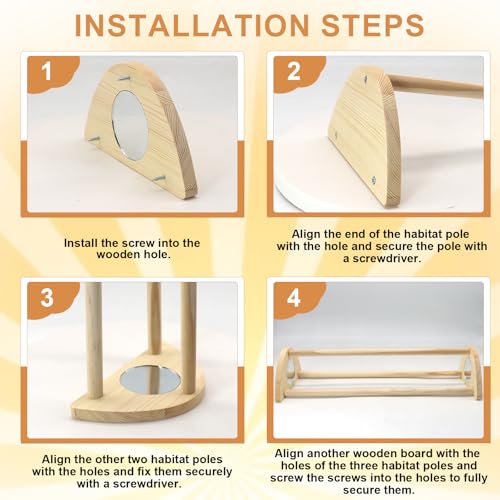 Chicken Perch with Mirror Roosting Barfor Baby Chicks | Chick Jungle Gym Roosting Bar Strong Wooden Baby Chick Perches Outdoor Use, Easy Installation