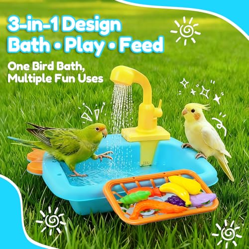 Automatic Bird Shower & Parrot Bath Fountain – Cage Mountable Parrot Shower Box for Cockatiels, Budgies, Conures & Lovebirds - color: Pink