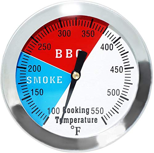 2 Inch Grill Temperature Gauge BBQ Thermometer for Charcoal Grill or Smoker | BBQ Grill Thermometer Gauge Replacement with 2.5 Inch Probe Reads 100-550F for Smoker Grill Wood Charcoal Pit Temp