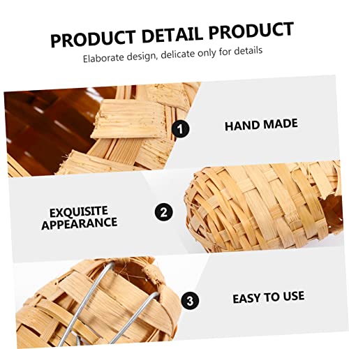 SUPVOX 6pcs Handmade Bamboo Bird Nest Finch Bird Nests for Cages Bird House for Balcony Bird House for Warm Shelter Garden Hand Woven Art Crafts Natural Bird's Nest