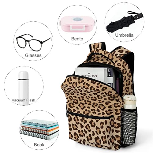 Fiokroo Leopard Backpack School Bag For Students Teens Men Women Laptop Backpacks Travel Daypack Bag With Multiple Pockets - color: Leopard Print#01