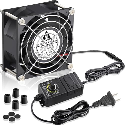 GDSTIME 80mm Small Computer Fan with AC Plug, 120V 110V Speed Controller | Dual Ball Bearing, Adjustable Speed, for DIY Cooling Ventilation Exhaust Projects, 8038 - size: 8038 w/ Speed Controller