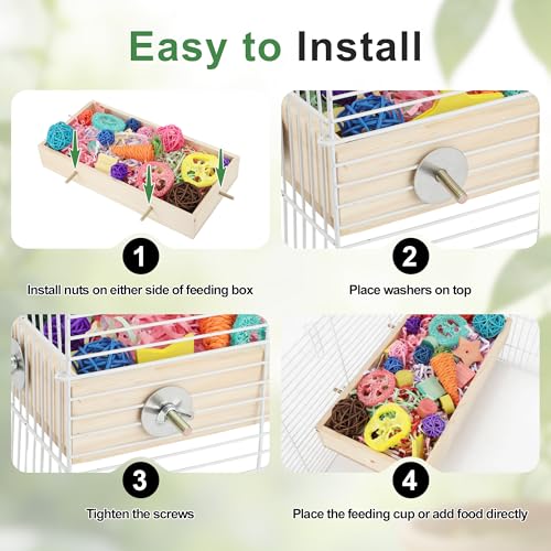 Bird Foraging Toys Box, Wooden Foraging for Birds, Colorful, L | Wooden Foraging and Shredding Toy for Birds, Bird Box for Mental Stimulation - color: Wood Color, Multicolor, size: Large