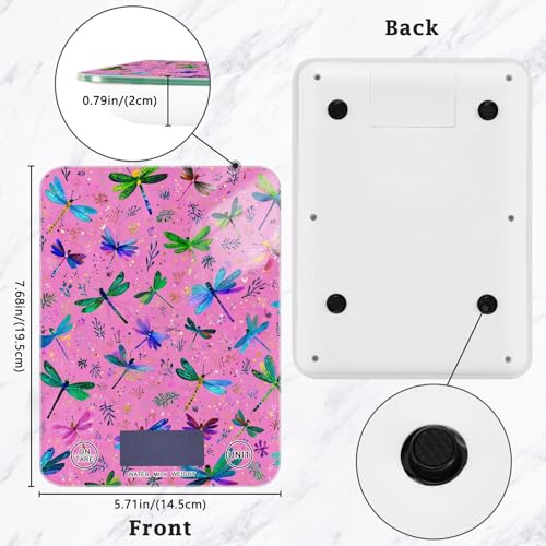 Food Scale Kitchen Scale Food Weight Scales Digital Weight Grams and Ounces Small Electronic Food Scale for Baking Cooking Deep Pink Dragonflies and Leaves - color: Deep Pink Dragonflies and Leaves