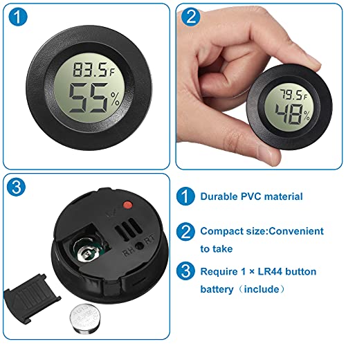 Weewooday 8 Pcs Mini Hygrometer Thermometer Digital LCD Monitor Indoor/Outdoor Room Humidity Meter Temperature Gauge for Greenhouse Garden Reptile Incubator Cellar ℉/℃ (Black,White) - size: Black, White