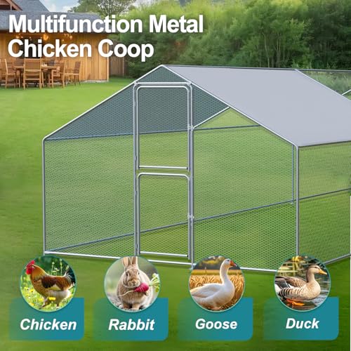 Airynee Large Chicken Coop, Chicken Coops for 40 Chickens, Chicken Runs for Yard with Water Poof & UV Resistance Cover, Spire Roof Chicken Coop Run with Double Lockable Doors for Outdoor Backyard