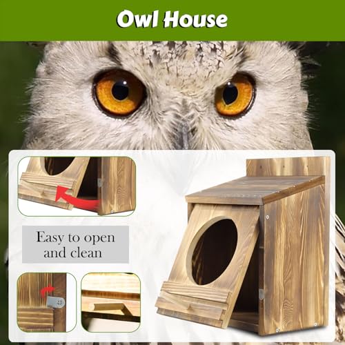 Owl House14''x 10''x 7.1'',Owl Nesting Boxes for Outside