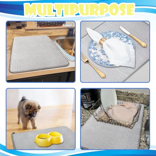 3 Pack Microfiber Dish Drying Mat,24 x 17 inch Super Absorbent Drying Pad,Large Size Dish Drying Mat for Countertops,Sinks,Draining Racks,Gray - size: 3 PCS 24 x 17 inch