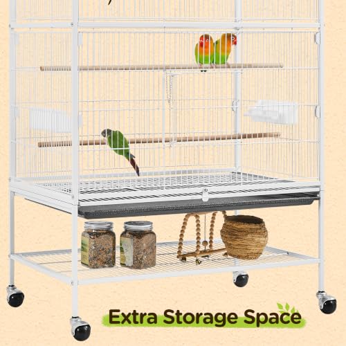 Yaheetech 52inch Bird Cage Extra Large Parakeet Parrot Cage for Lovebird Cockatiel Conure Finch with Rolling Stand White - color: White, size: 31.1"L x 20.4"W x 52.0"H