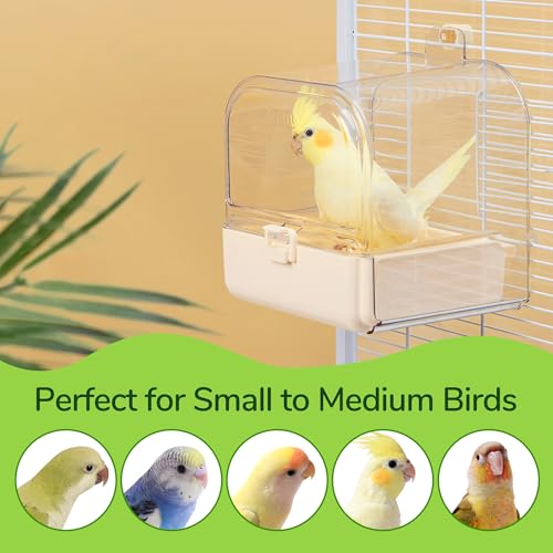 Hanging Bird Bath for Cage with Bowls & Mesh Bottom - 3-in-1 Multifunction Bird Bath/Bowl/House, Bird Shower for Lovebirds, Finches, Parakeets, Budgies, and Other Small to Medium Birds - Green - color: Green