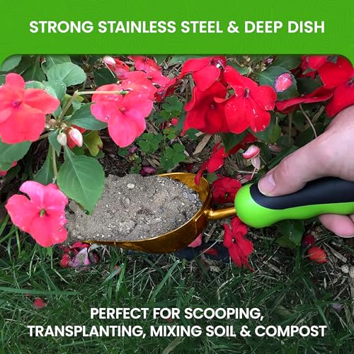 Garden Guru Super Strong Titanium Garden Scoop Trowel Shovel Transplanter - Rust Resistant - Ergonomic Handle - Perfect Hand Shovel for Gardening Transplanting and Digging - size: 1 Pack, style: Titanium
