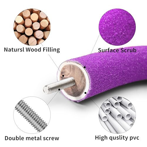 FrgKbTm U Shape Parrot Perch Stand Toy Bird Platform Sand Paw Grinding Clean Stick Exercise Conure Budgie Cockatiel Cage Accessories (Purple)