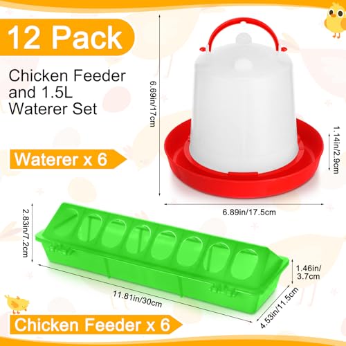 Funnymoom 12 Pack Chicken Feeder and Waterer Set Bird Small Poultry Feeder Flip Top Bird Small Poultry Feeding for Pigeon Chick Drinker Duckling Quail Feeding Dispenser(Green,8 Holes) - color: Green, style: 8 Holes