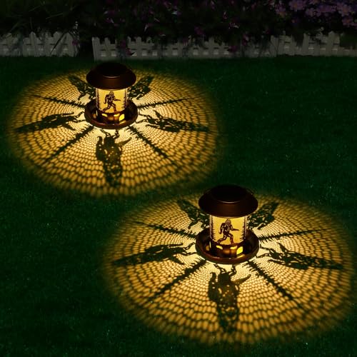 2 Pack Bird Feeders for Outdoors Bigfoot Garden Decor Gifts for Women Mom Grandma Solar Lanterns Outdoor Waterproof Metal Solar Decoration OutsideLED Lanterns for Yard, Patio, Lawn, Pathway | Garden Decor Solar Lanterns Outdoor Waterproof Metal Solar Deco