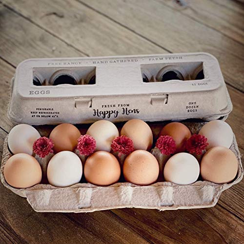 Egg Cartons- Adorable Printed Design for Farm Fresh Eggs, Recycled Paper Cardboard, Sturdy & Reusable, Holds up to XL Chicken Eggs (Blank Stamping, 250) - color: Blank Stamping, size: 250