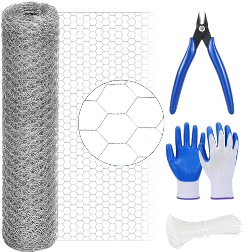 GlikCeil 48 in x 100 ft Chicken Wire Fencing Mesh, Metal Floral Chicken Wire for Floral Arrangements, 0.6 Inch Hexagonal Galvanized Poultry Netting for Garden, Coop Barrier, Duck Rabbit Cage(Silver) - color: Silver, size: 48 in X 100 ft