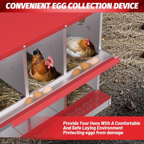 Galvanized Steel Chicken Nesting Box Set, 10-Compartment with Frame, Heavy-Duty Metal Egg Laying Station for Poultry Coop, Easy Clean Hens Nest with Vented Perforations - size: 10 Holes with Legs
