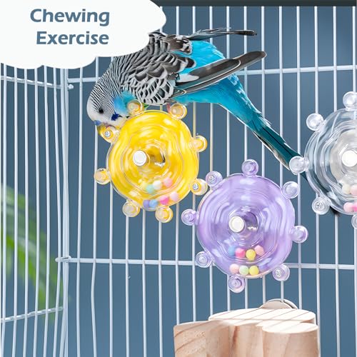 2pcs Bird Toys for Parakeets, Colorful Spinner Wheel (Rondom Color) | Interactive Enrichment Toy Create Soft Rustling Sounds When Spinning, Safe for Chewing to Meet Birds' Gnawing Instincts - style: 2pcs