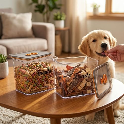 2Pack Pet Food Storage Containers,Airtight Dog Treat Container,Dog Food Storage Container with Tachometer Wheel for Customizing,Suitable for Pet,Bird Seeds,Dog & Cat Treats - color: 2pack