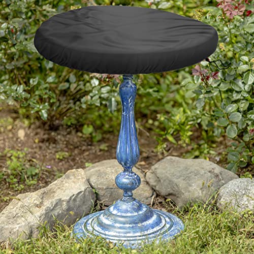 Bird Bath Cover Waterproof & Dust-Proof Outdoor Living Covers with Elastic -21" Dia x 3" H Black - size: 21" D x 3" H