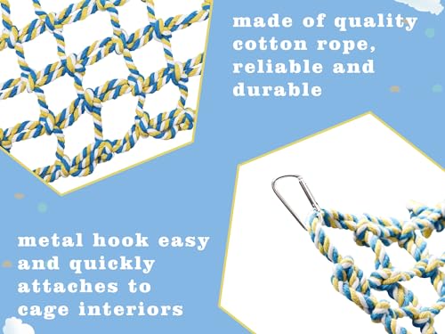 Colorful Bird Rope Net, Rat Climbing Ladder Bridge Toy, Hanging Pet Hammock, Cage Accessories for Small Animals Hamster Parakeets Cockatiels Guinea Pig Chinchilla Ferret - 20 × 7.5 Inch - size: 20 ×7.5 Inch