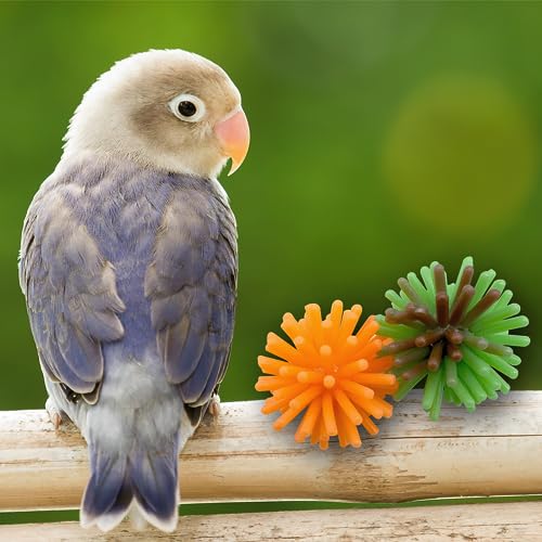 by M&M 2142 Pk24 Rainbow Spike Balls - Classic Rubber Bird Foot Toys, Soft Spikes, Lighweight, Fun to Grab, Small Pets Budgie Cockatiel Lovebird Parrotlet